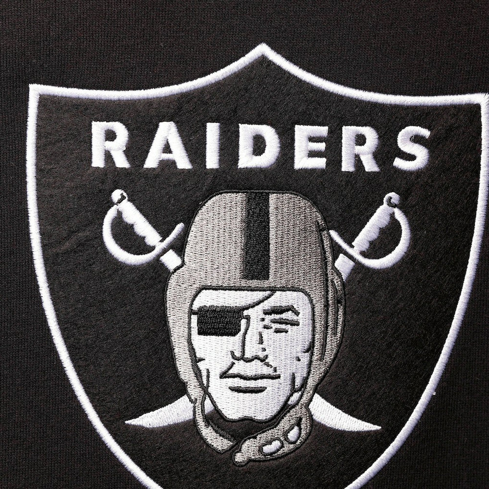 Las Vegas Raiders Home Advantage Raglan Short Sleeve Pullover Hoodie Black | Mitchell & Ness