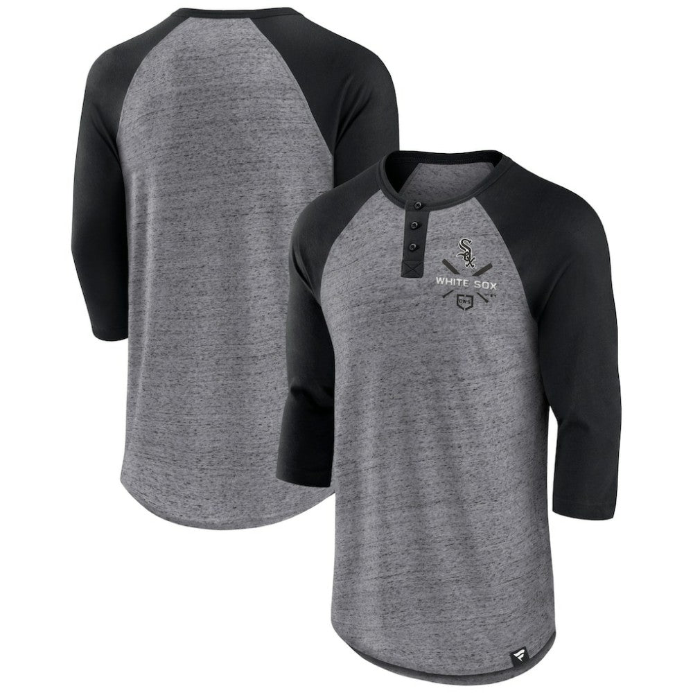 Chicago White Sox Fanatics Iconic Above Heat Speckled Raglan Henley 3/4 Sleeve T-Shirt - MLB