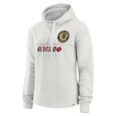 Chicago Blackhawks Fanatics Women's True Classics Legacy Quarter-Zip Hoodie - Ash - NHL