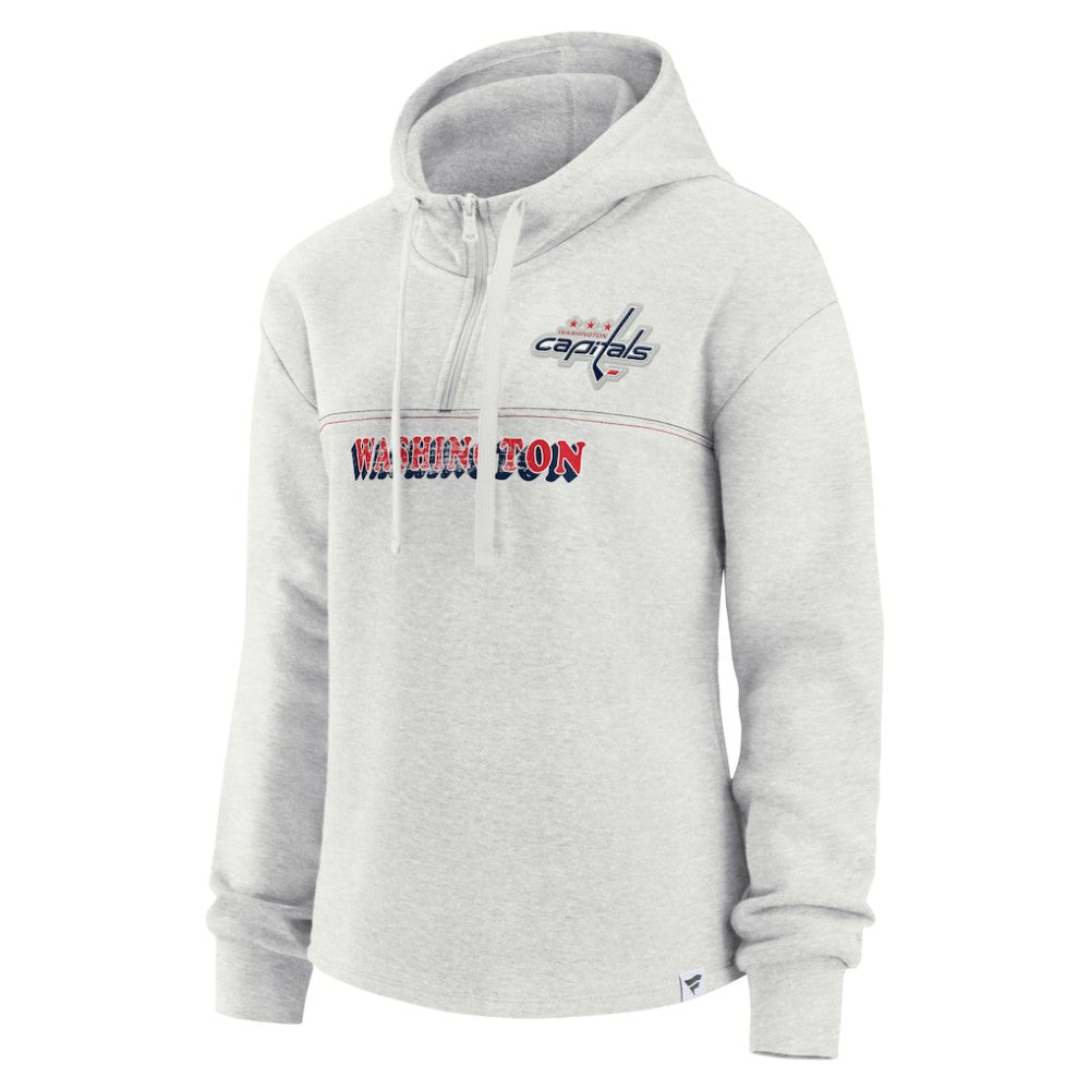Washington Capitals Fanatics Women's True Classics Legacy Quarter-Zip Hoodie - Ash - NHL