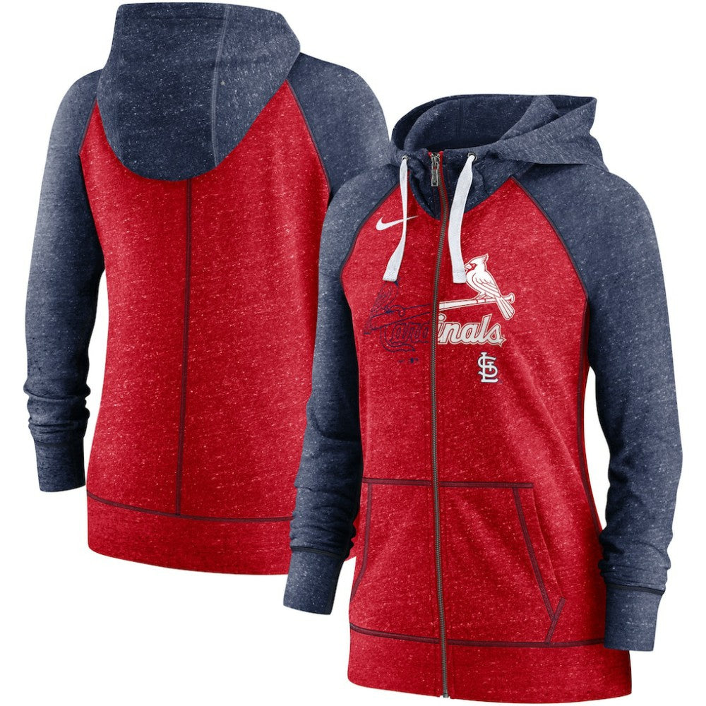 St. Louis Cardinals Nike Women's Split Wordmark Gym Vintage Raglan Lightweight Full-Zip Hoodie - MLB