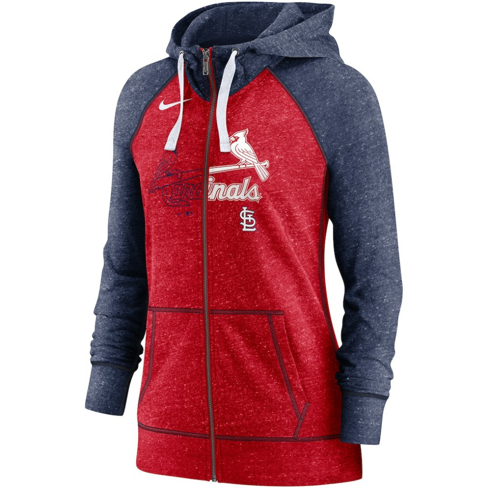 St. Louis Cardinals Nike Women's Split Wordmark Gym Vintage Raglan Lightweight Full-Zip Hoodie - MLB
