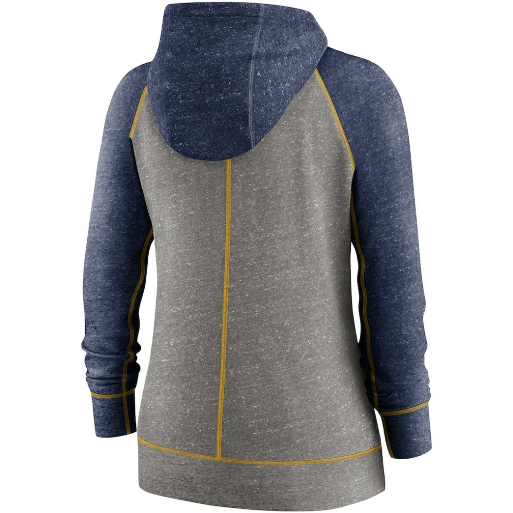 Milwaukee Brewers Nike Women's Split Wordmark Gym Vintage Raglan Lightweight Full-Zip Hoodie - MLB