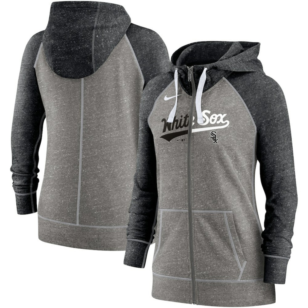 Chicago White Sox Nike Women's Split Wordmark Gym Vintage Raglan Lightweight Full-Zip Hoodie - MLB