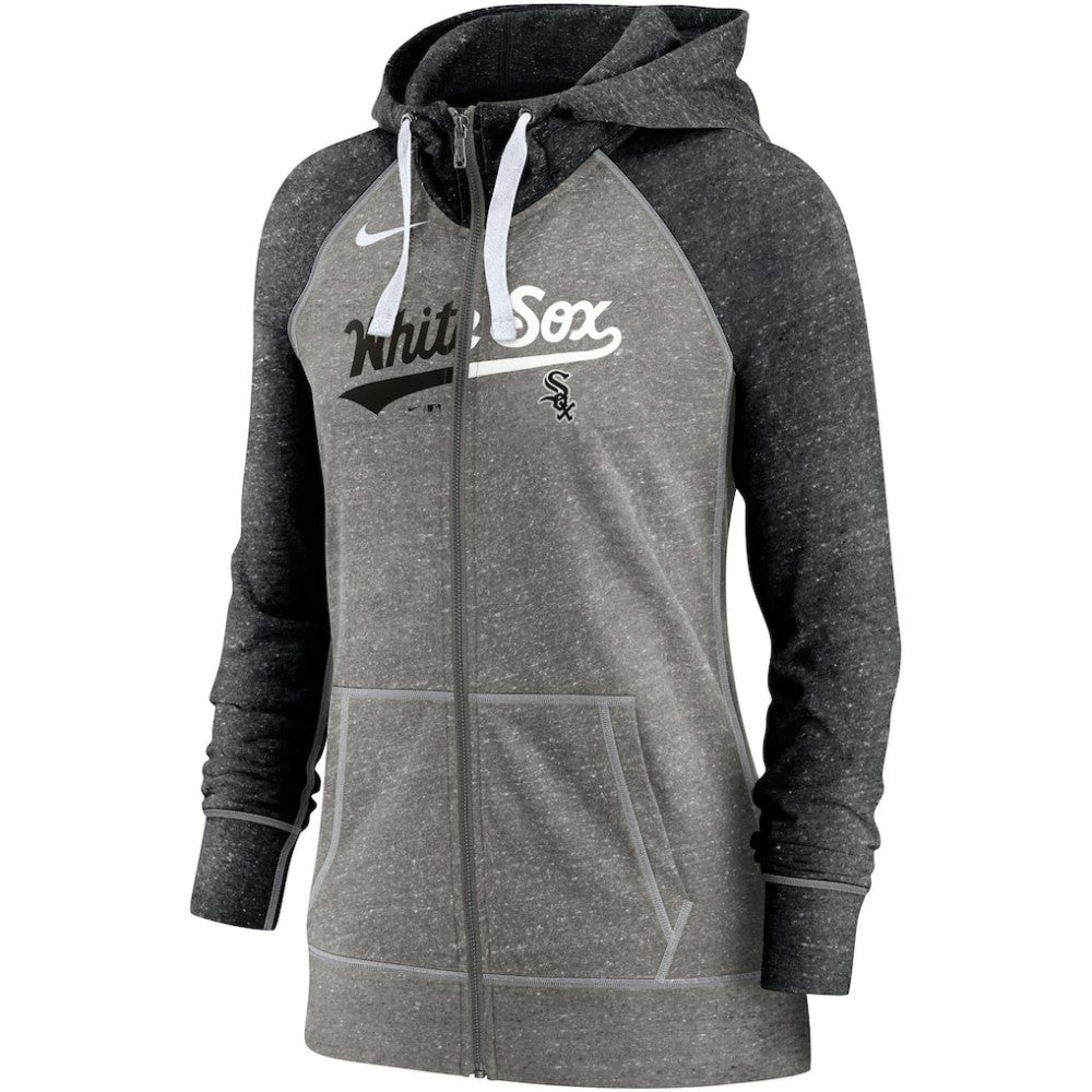 Chicago White Sox Nike Women's Split Wordmark Gym Vintage Raglan Lightweight Full-Zip Hoodie - MLB
