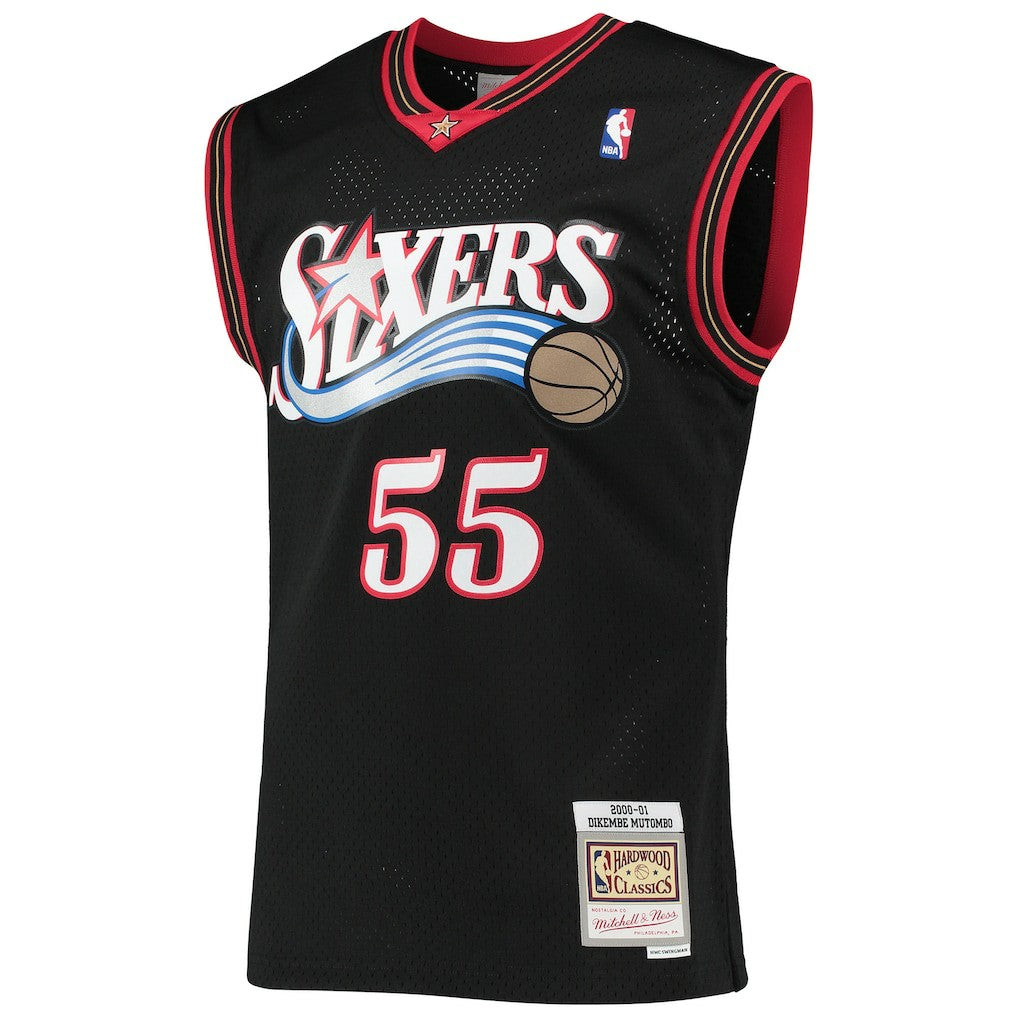 Dikembe Mutombo Philadelphia 76ers Hardwood Classics Swingman Jersey Black - NBA