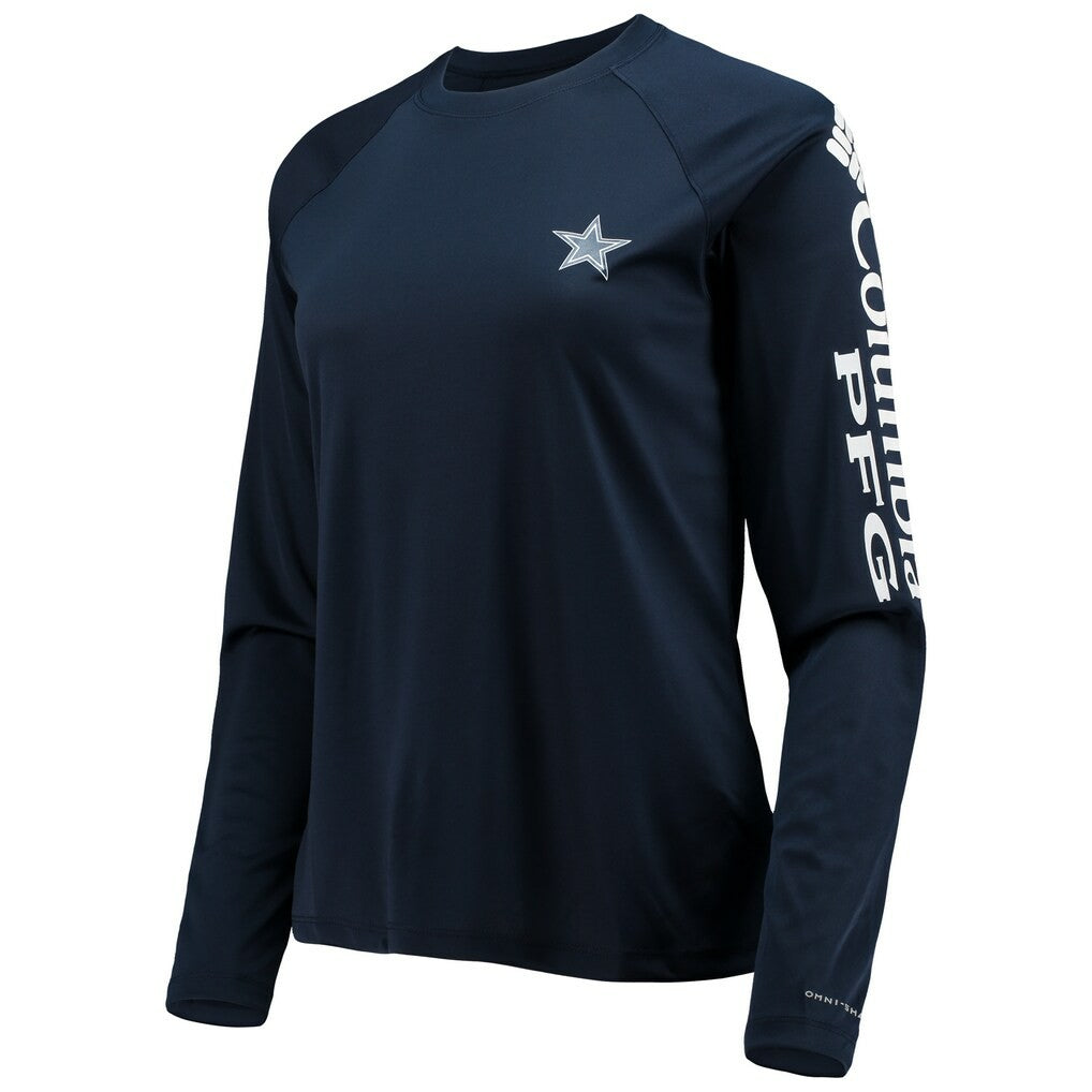 Dallas Cowboys Women's Tidal Omni-Shade Raglan Long Sleeve T-Shirt Navy/White | Columbia