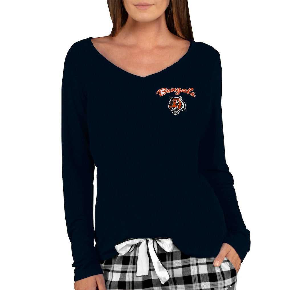 Cincinnati Bengals Concepts Sport Women's Marathon Knit Long Sleeve Lightweight V-Neck Lounge Top Black | NFL