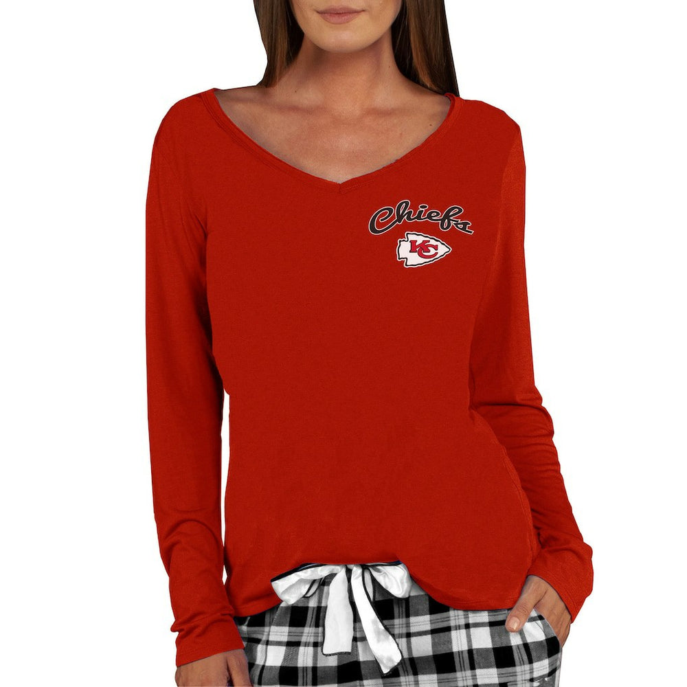 Kansas City Chiefs Concepts Sport Women's Marathon Knit Long Sleeve Lightweight V-Neck Lounge Top Red | NFL