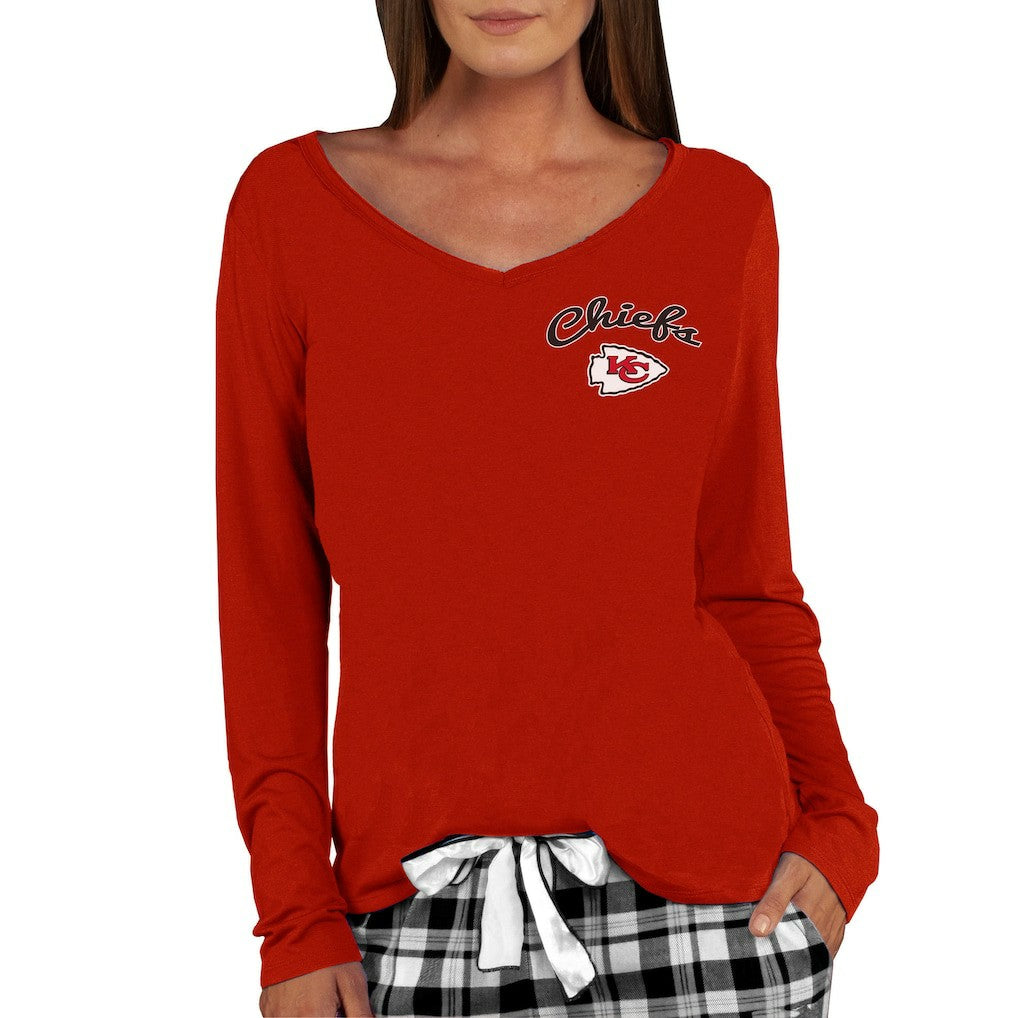 Kansas City Chiefs Concepts Sport Women's Marathon Knit Long Sleeve Lightweight V-Neck Lounge Top Red | NFL