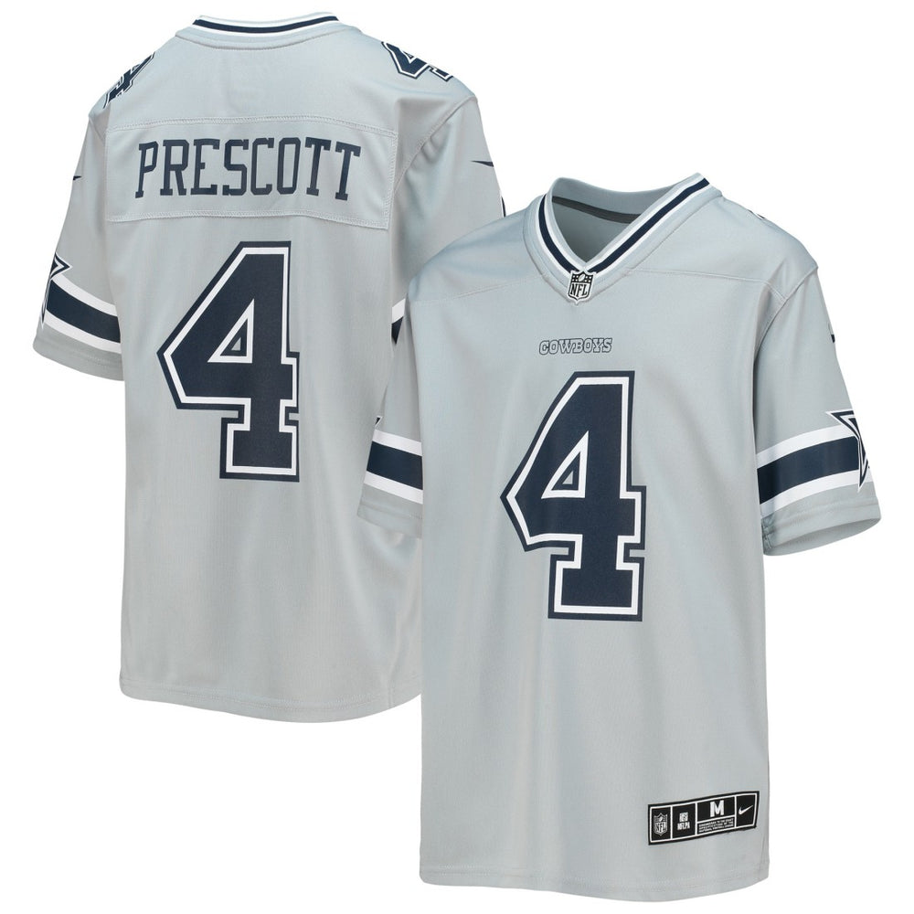 Dak Prescott Dallas Cowboys Youth Inverted Team Game Jersey Silver | Nike for Sale