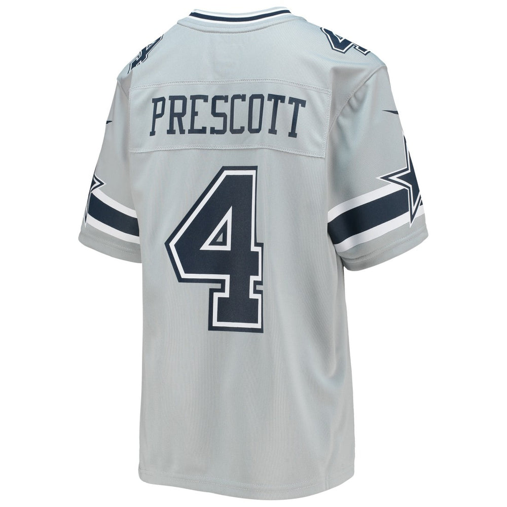 Dak Prescott Dallas Cowboys Youth Inverted Team Game Jersey Silver | Nike for Sale