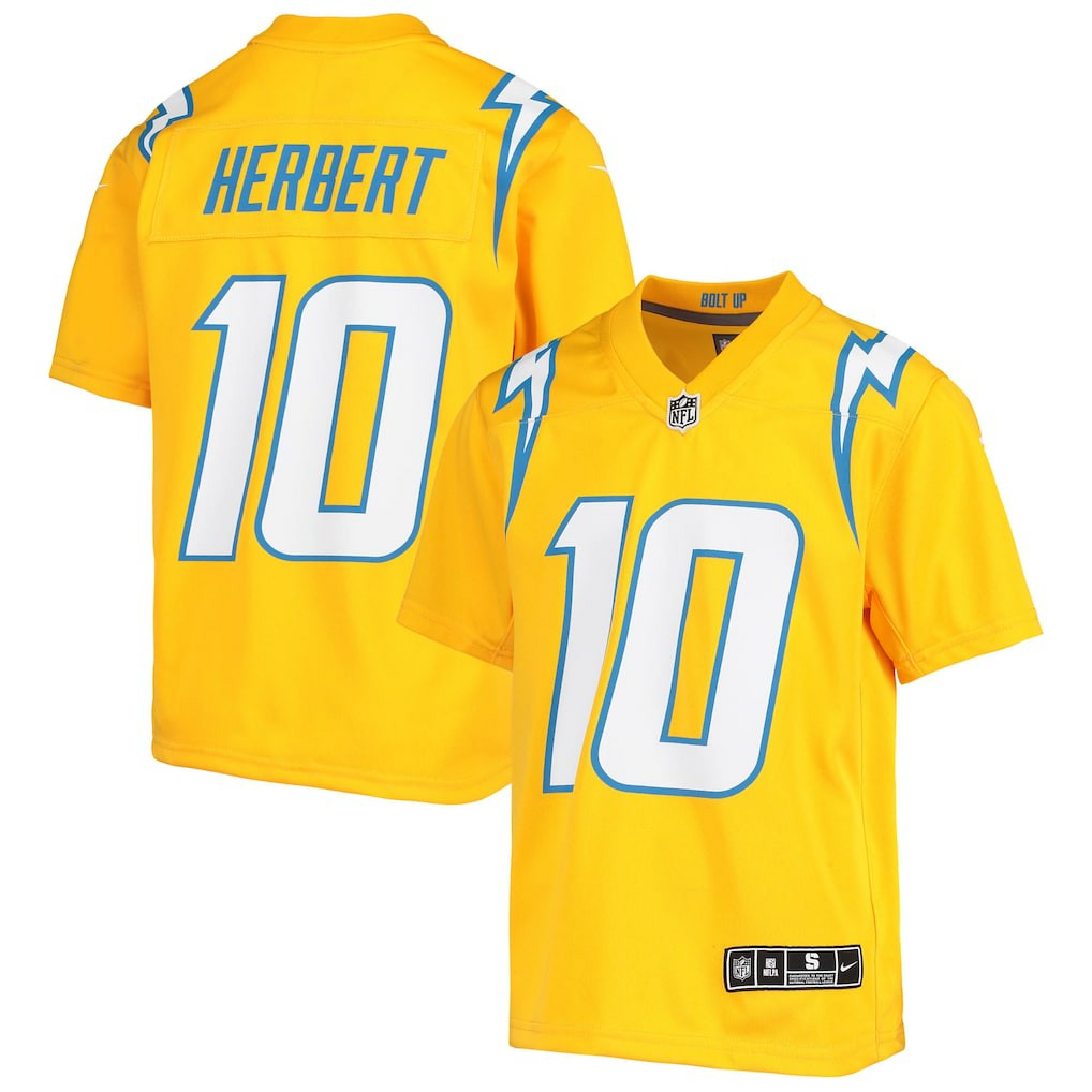 Justin Herbert Los Angeles Chargers Youth Inverted Team Game Jersey Gold | Nike for Sale