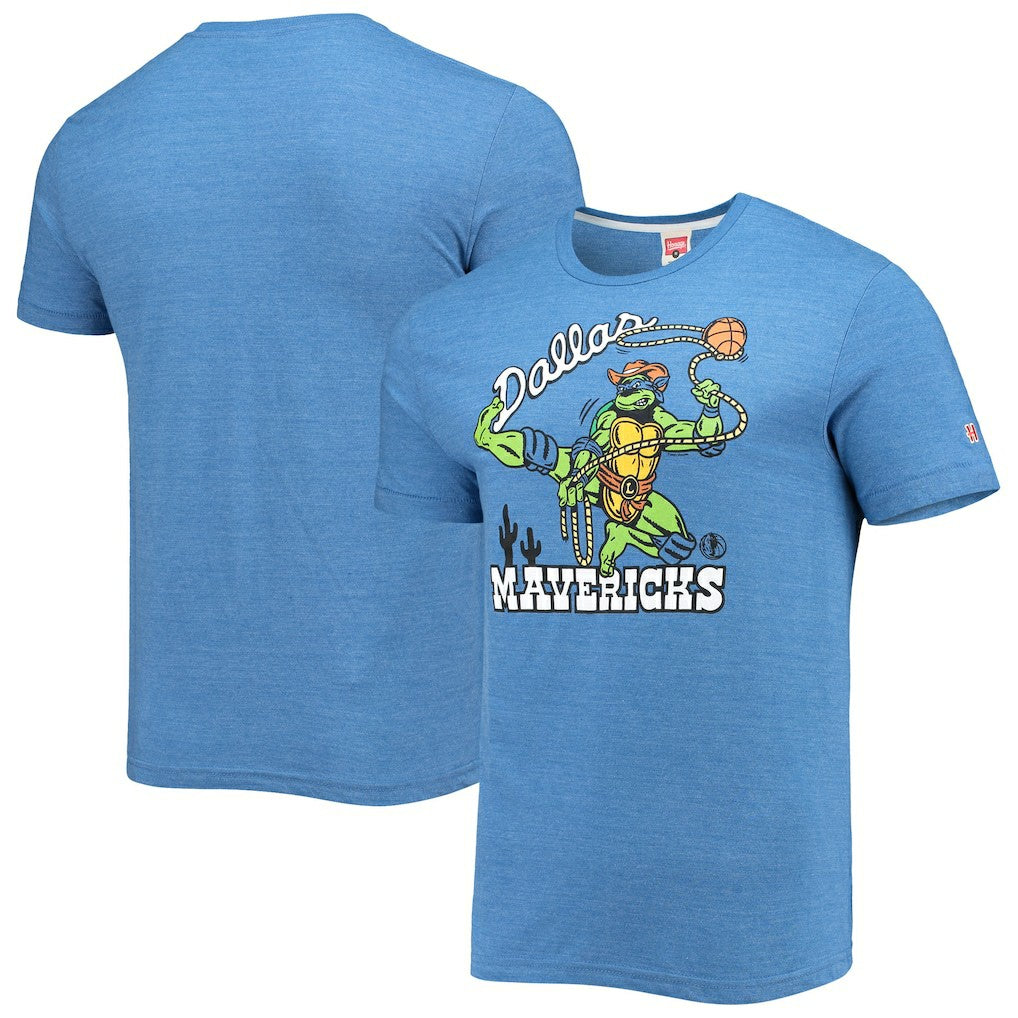 Dallas Mavericks Homage NBA x Teenage Mutant Ninja Turtles Tri-Blend T-Shirt Royal - NBA