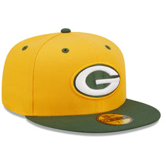 Green Bay Packers New Era Flipside 2Tone 59FIFTY Fitted Hat Gold/Green | NFL