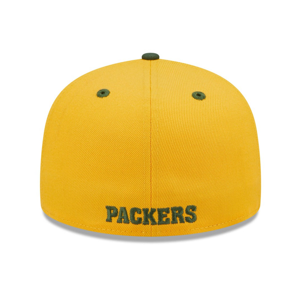 Green Bay Packers New Era Flipside 2Tone 59FIFTY Fitted Hat Gold/Green | NFL