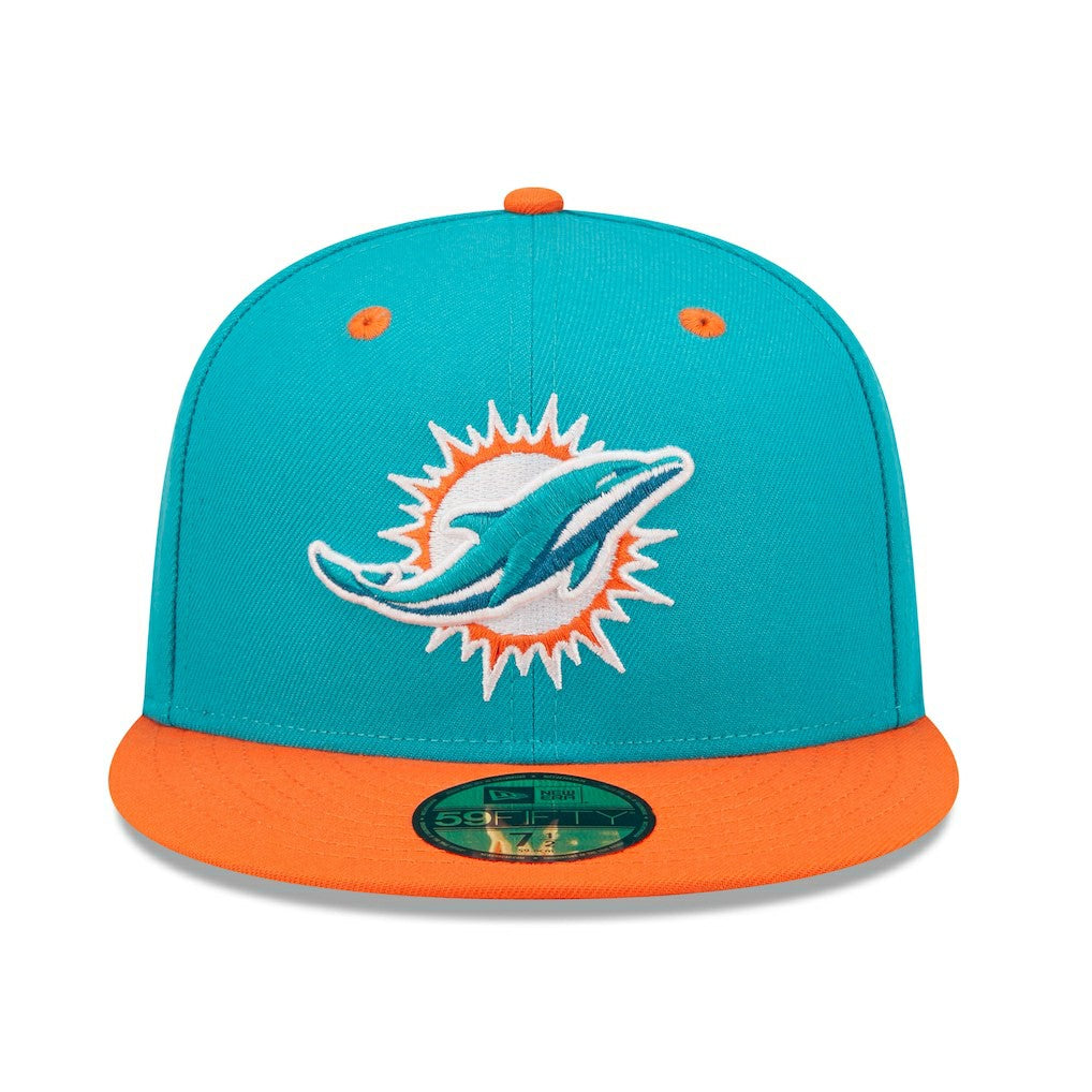 Miami Dolphins New Era Flipside 2Tone 59FIFTY Fitted Hat Aqua/Orange | NFL