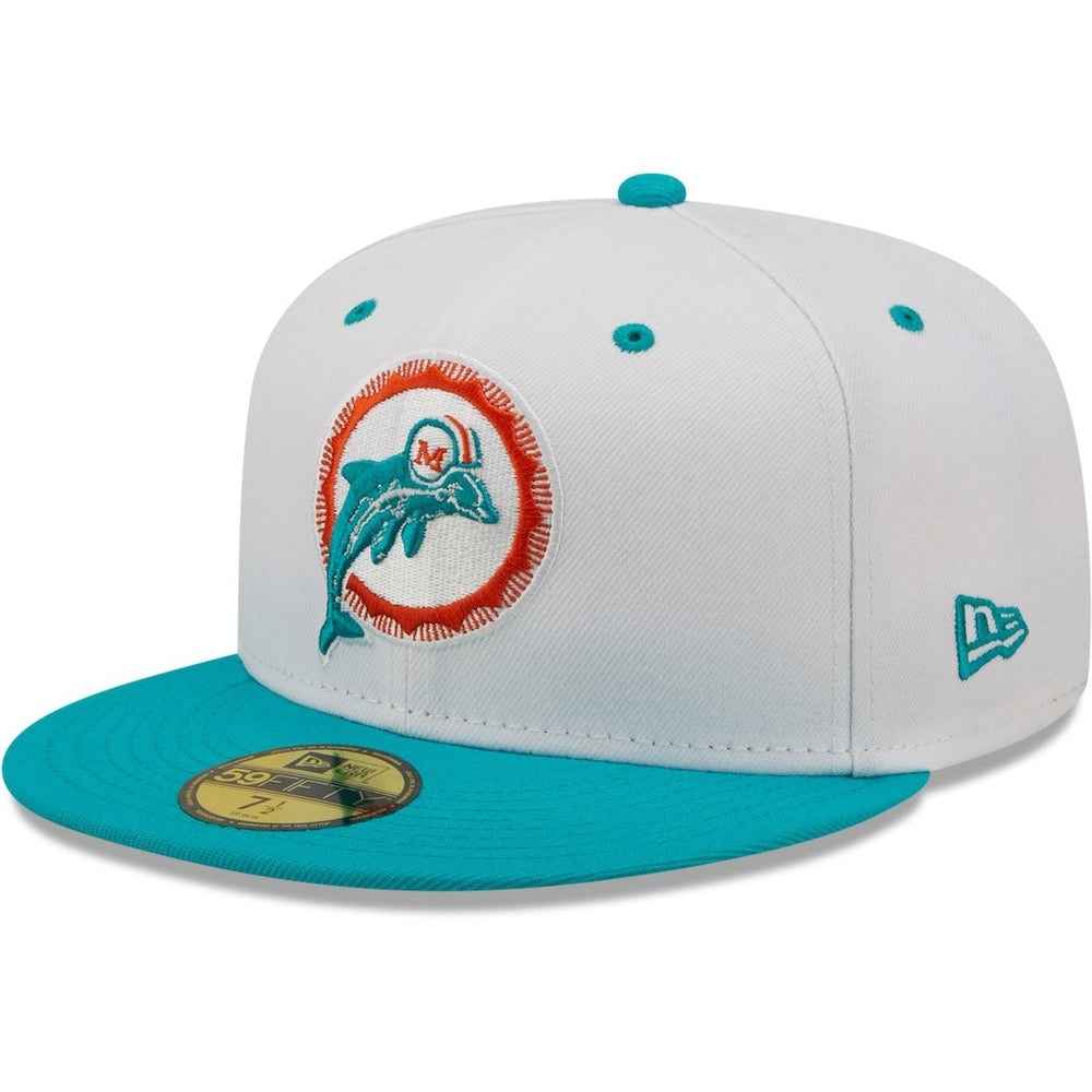 Miami Dolphins New Era Flipside 2Tone 59FIFTY Fitted Hat White/Aqua | NFL
