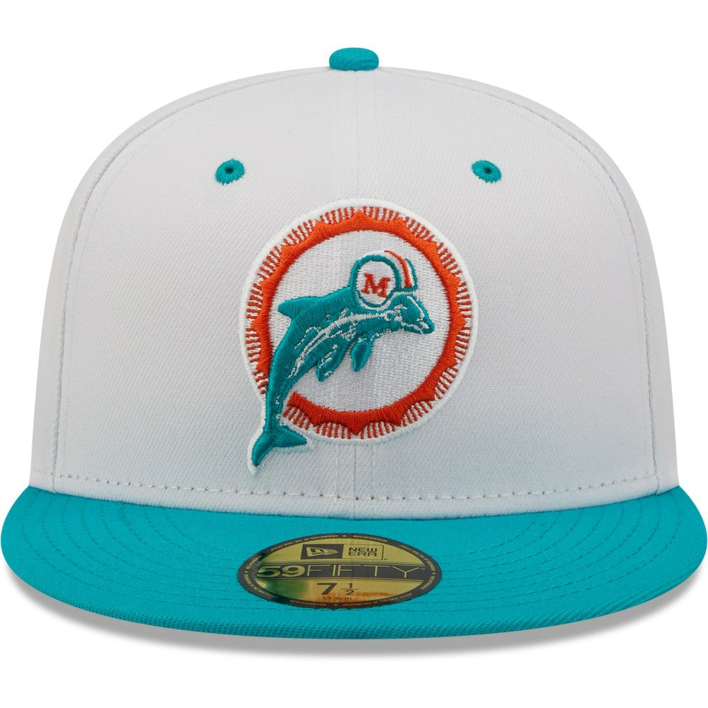 Miami Dolphins New Era Flipside 2Tone 59FIFTY Fitted Hat White/Aqua | NFL