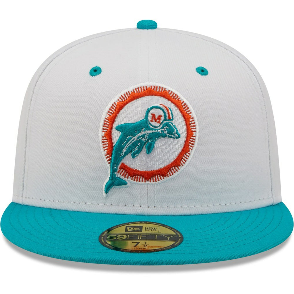 Miami Dolphins New Era Flipside 2Tone 59FIFTY Fitted Hat White/Aqua | NFL