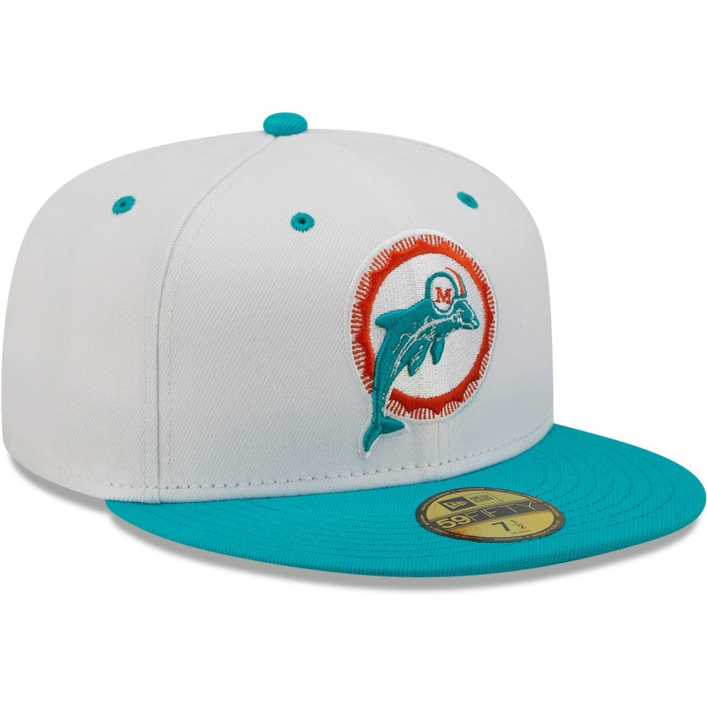 Miami Dolphins New Era Flipside 2Tone 59FIFTY Fitted Hat White/Aqua | NFL