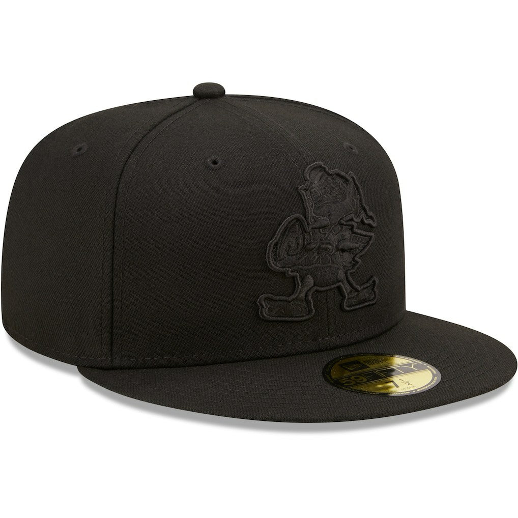 Cleveland Browns New Era Team Black on Black Alternate Logo 59FIFTY Fitted Hat | NFL
