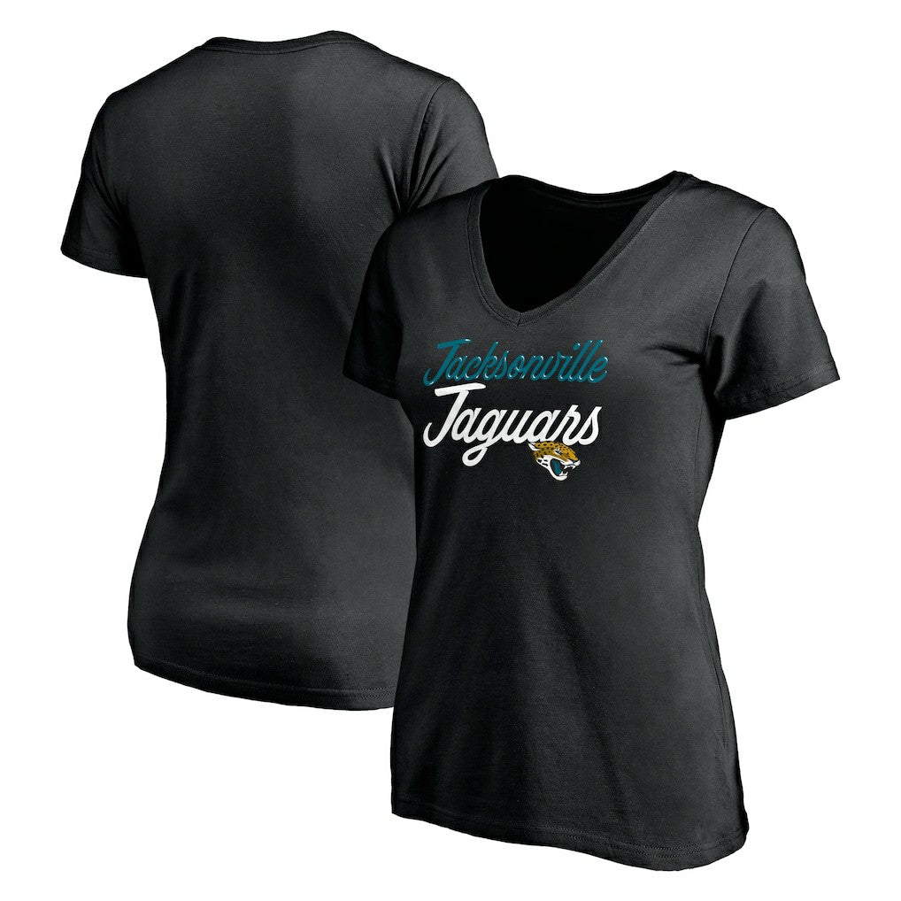 Jacksonville Jaguars Women's Long Stride V-Neck T-Shirt Black | NFL