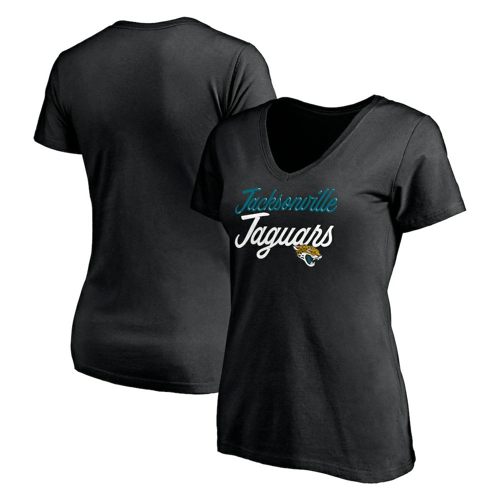 Jacksonville Jaguars Women's Long Stride V-Neck T-Shirt Black | NFL