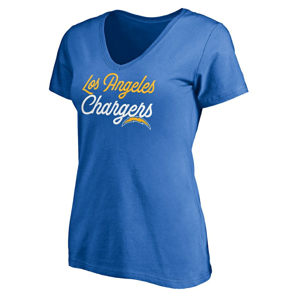 Los Angeles Chargers Women's Long Stride V-Neck T-Shirt Powder Blue | NFL