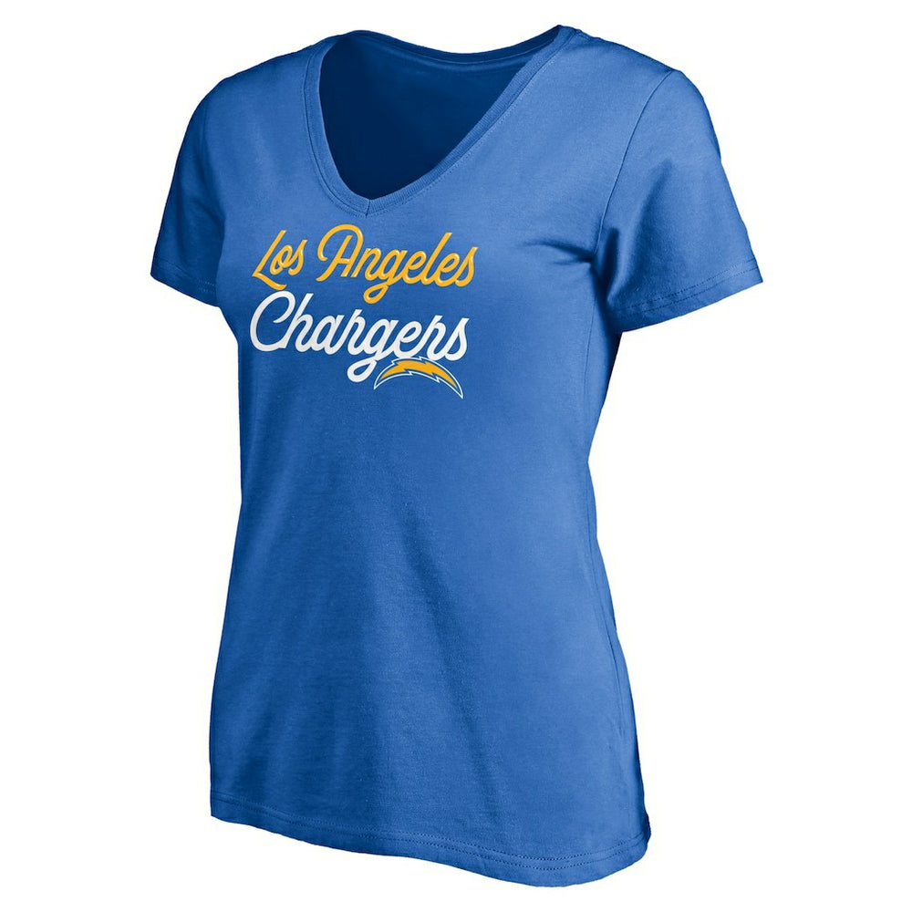 Los Angeles Chargers Women's Long Stride V-Neck T-Shirt Powder Blue | NFL