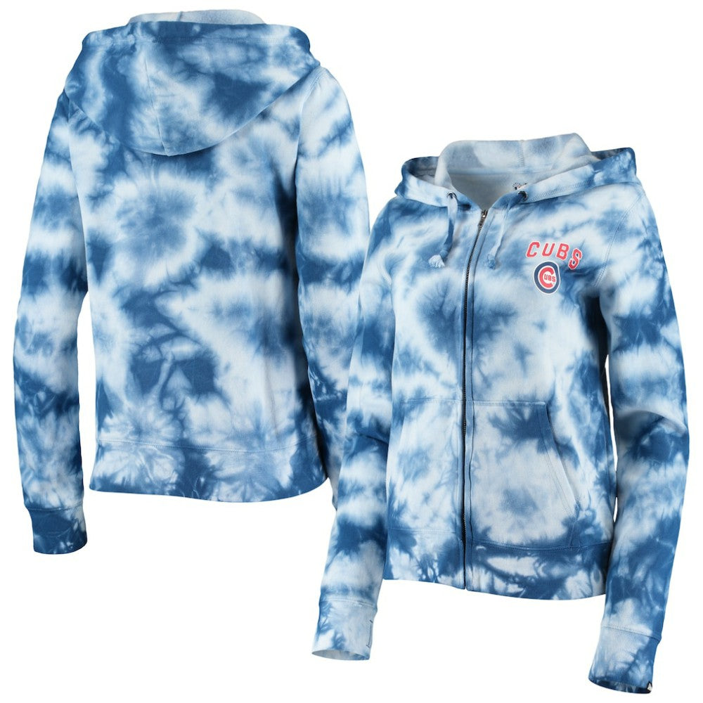 Chicago Cubs New Era Women's Tie-Dye Fleece Full-Zip Hoodie - MLB