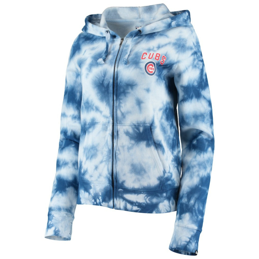 Chicago Cubs New Era Women's Tie-Dye Fleece Full-Zip Hoodie - MLB