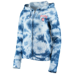 Chicago Cubs New Era Women's Tie-Dye Fleece Full-Zip Hoodie - MLB
