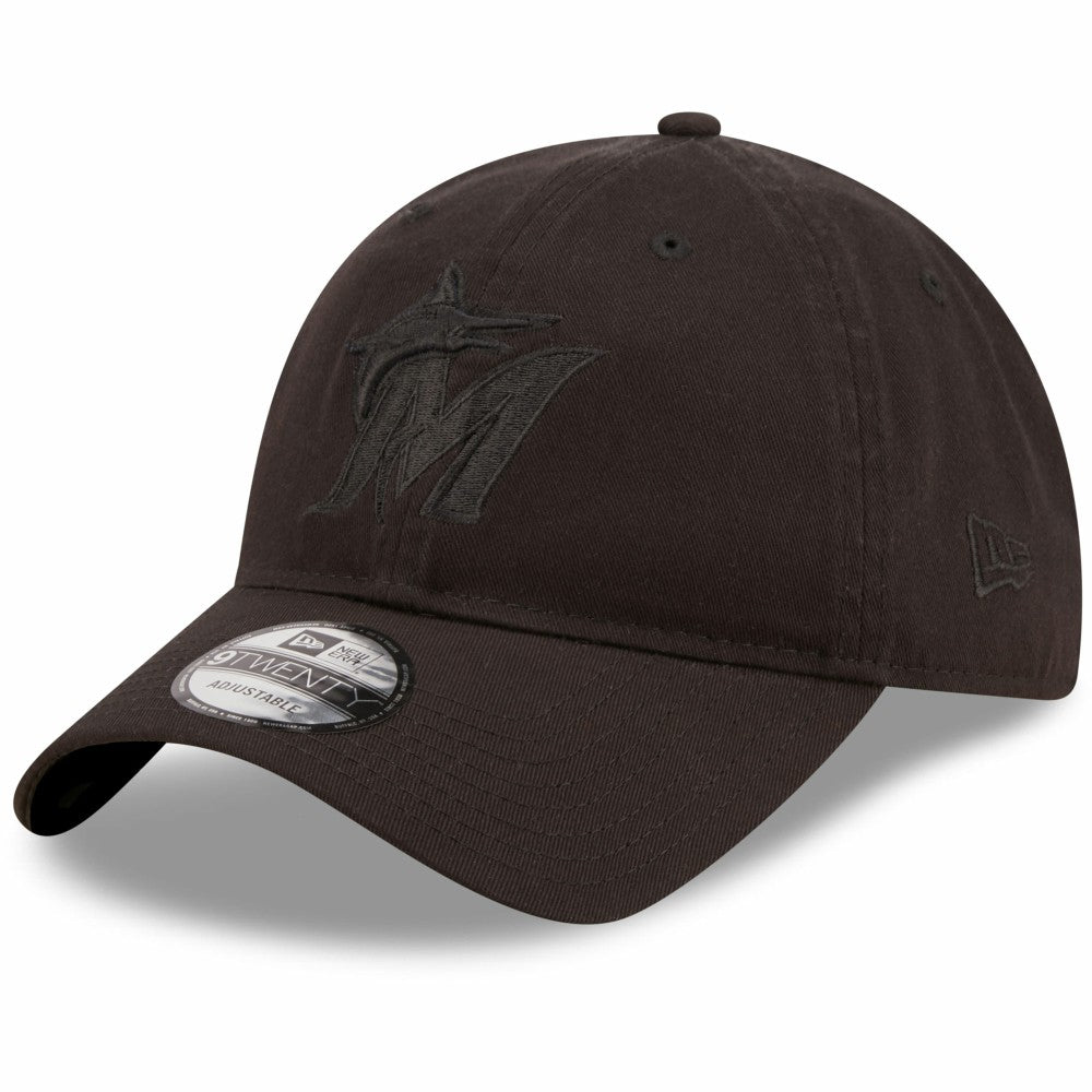 Miami Marlins New Era Black On Black Core Classic 2.0 9TWENTY Adjustable Hat Hats - MLB