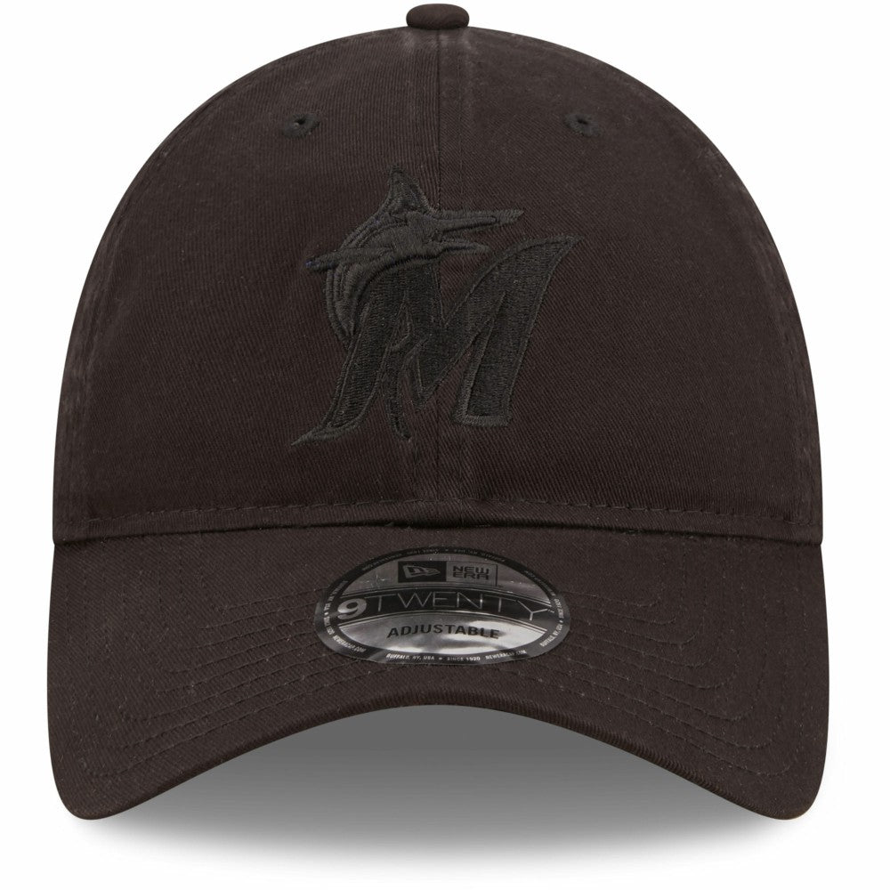 Miami Marlins New Era Black On Black Core Classic 2.0 9TWENTY Adjustable Hat Hats - MLB