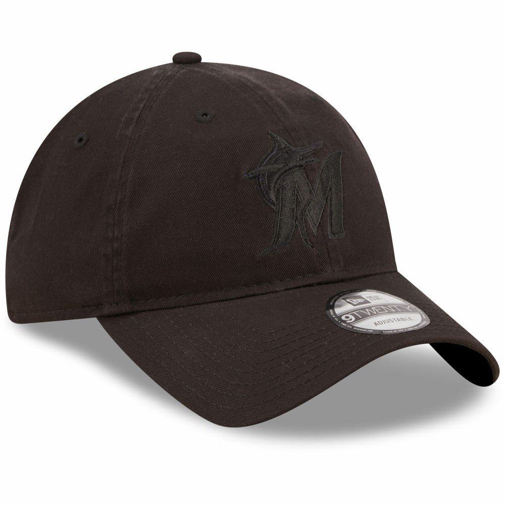 Miami Marlins New Era Black On Black Core Classic 2.0 9TWENTY Adjustable Hat Hats - MLB