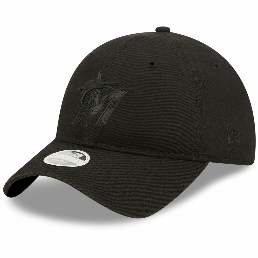 Miami Marlins New Era Women's Black on Black Core Classic II 9TWENTY Adjustable Hat Hats - MLB