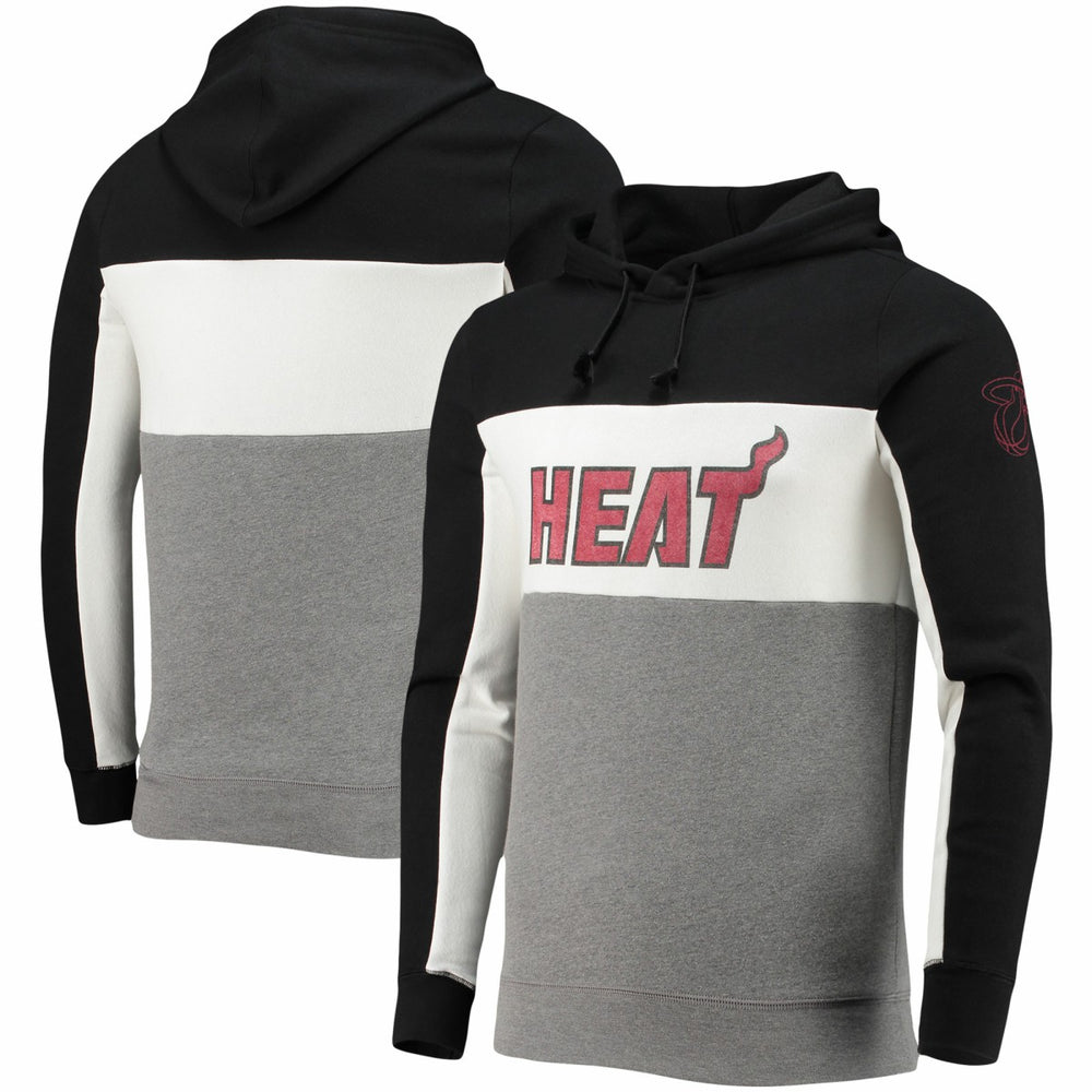 Miami Heat Junk Food Wordmark Colorblock Fleece Pullover Hoodie Black/White - NBA