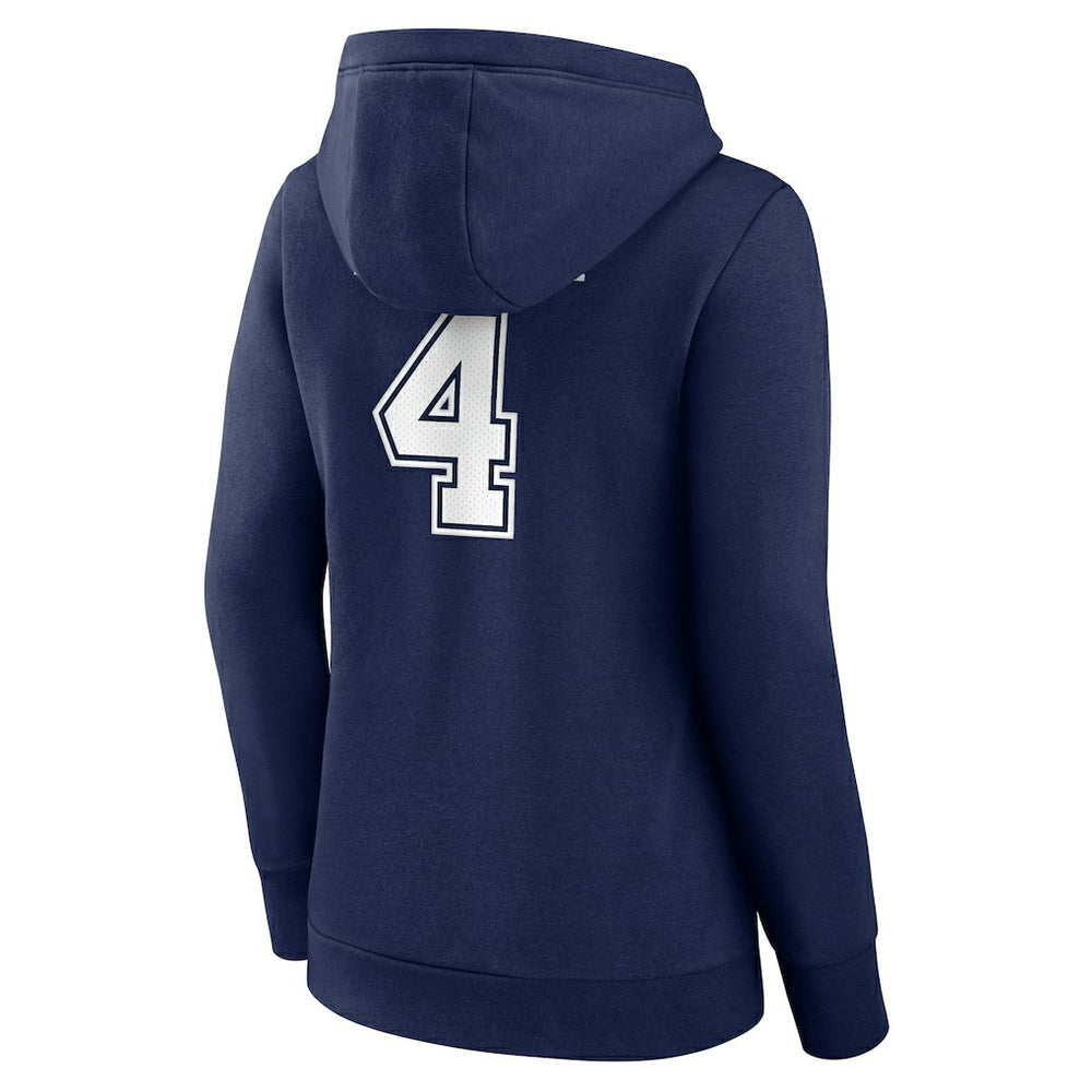 Dak Prescott Dallas Cowboys Women's Player Icon Name & Number V-Neck Pullover Hoodie Navy | Fanatics