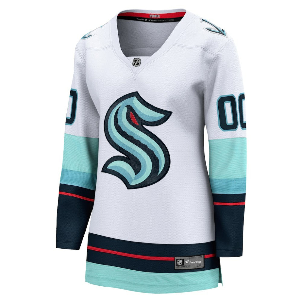 Seattle Kraken Fanatics Women's Away Breakaway Custom Jersey - White - NHL
