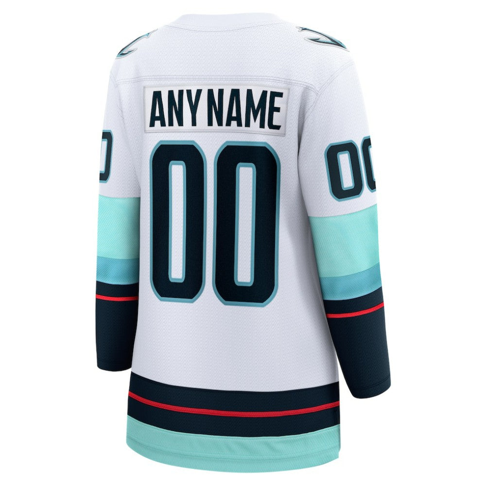 Seattle Kraken Fanatics Women's Away Breakaway Custom Jersey - White - NHL