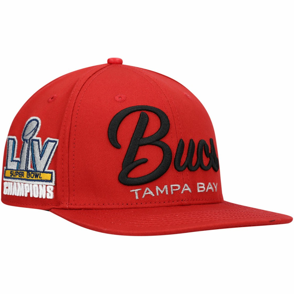 Tampa Bay Buccaneers Pro Standard LV Super Bowl Champions Script Wordmark Snapback Hat Red | NFL
