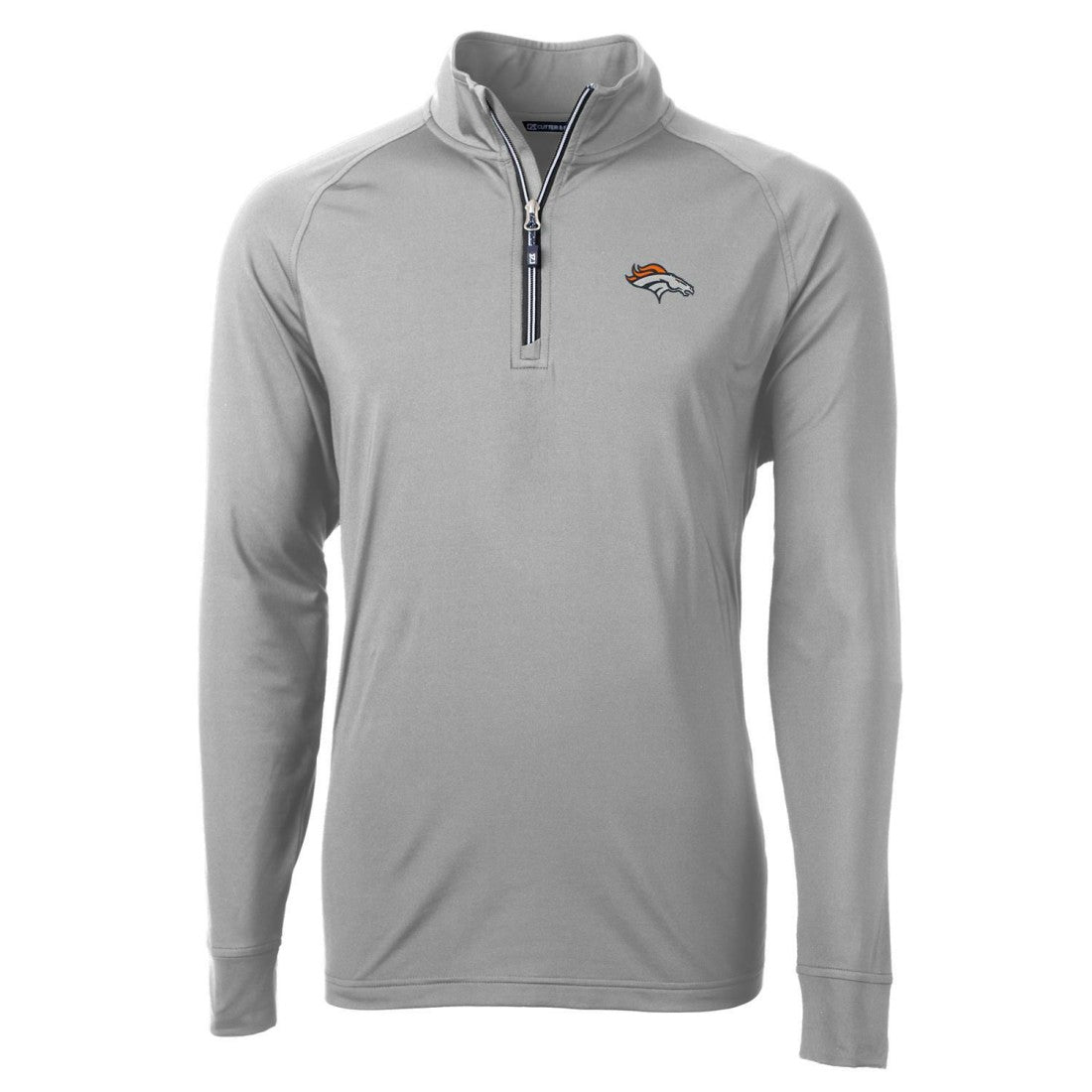 Denver Broncos Cutter & Buck Adapt Eco Knit Quarter-Zip Pullover Jacket Gray | NFL
