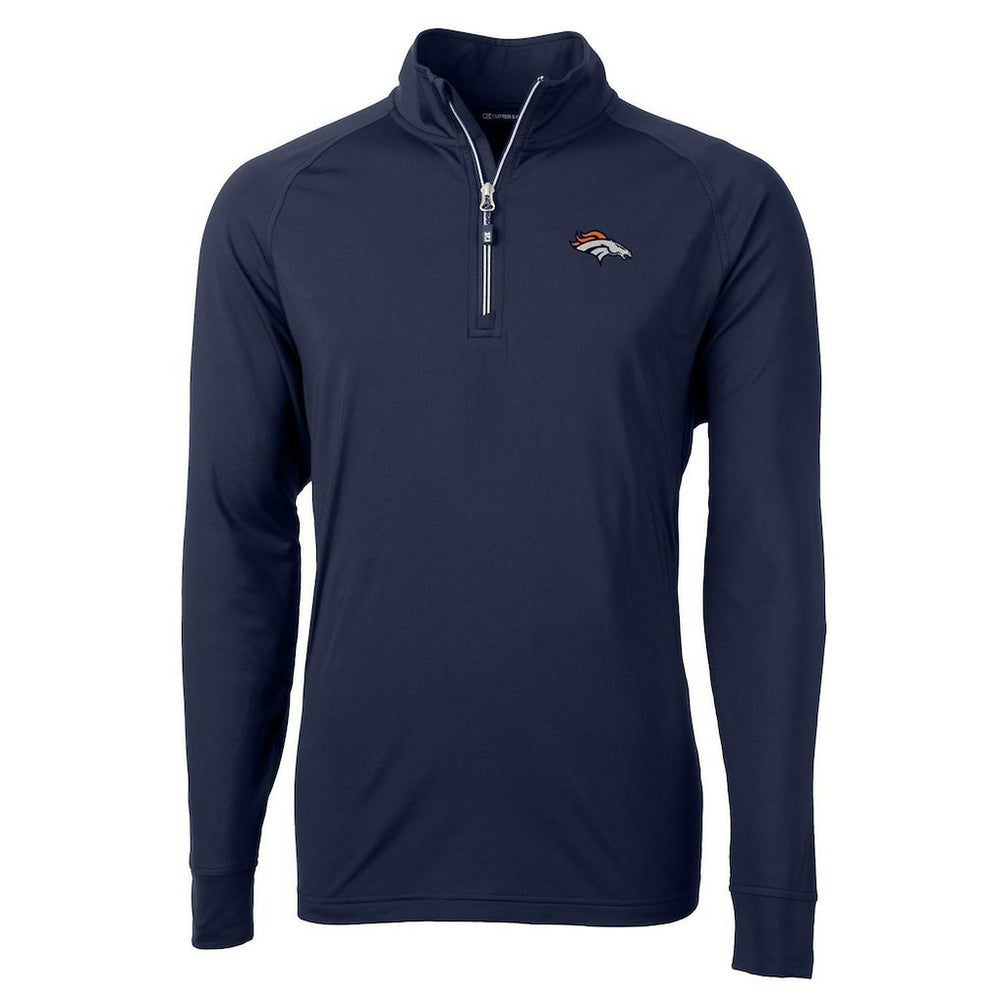 Denver Broncos Cutter & Buck Adapt Eco Knit Quarter-Zip Pullover Jacket Navy | NFL