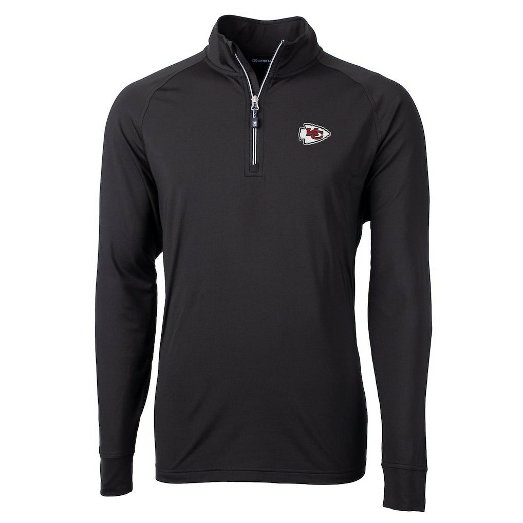 Kansas City Chiefs Cutter & Buck Adapt Eco Knit Quarter-Zip Pullover Jacket Black | NFL
