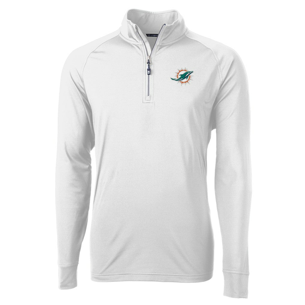 Miami Dolphins Cutter & Buck Adapt Eco Knit Quarter-Zip Pullover Jacket White | NFL