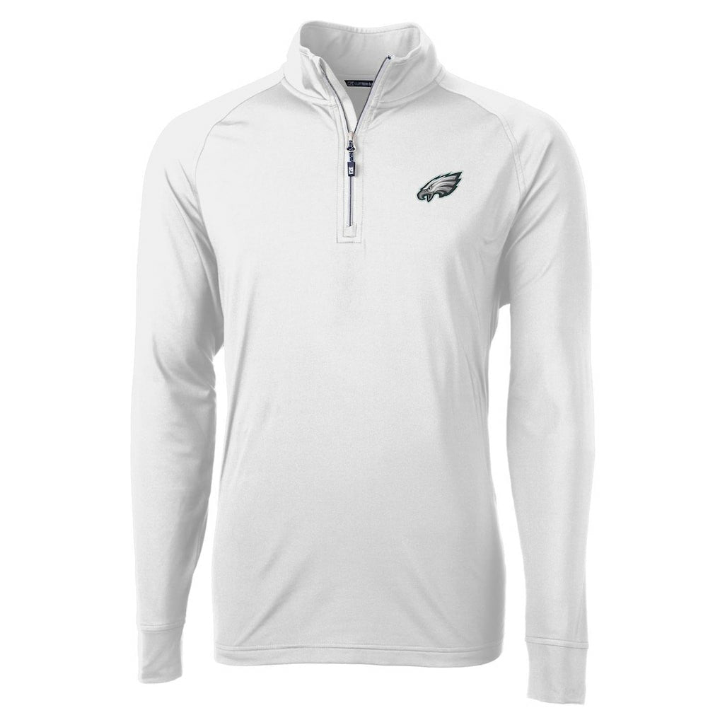 Philadelphia Eagles Cutter & Buck Adapt Eco Knit Quarter-Zip Pullover Jacket White | NFL