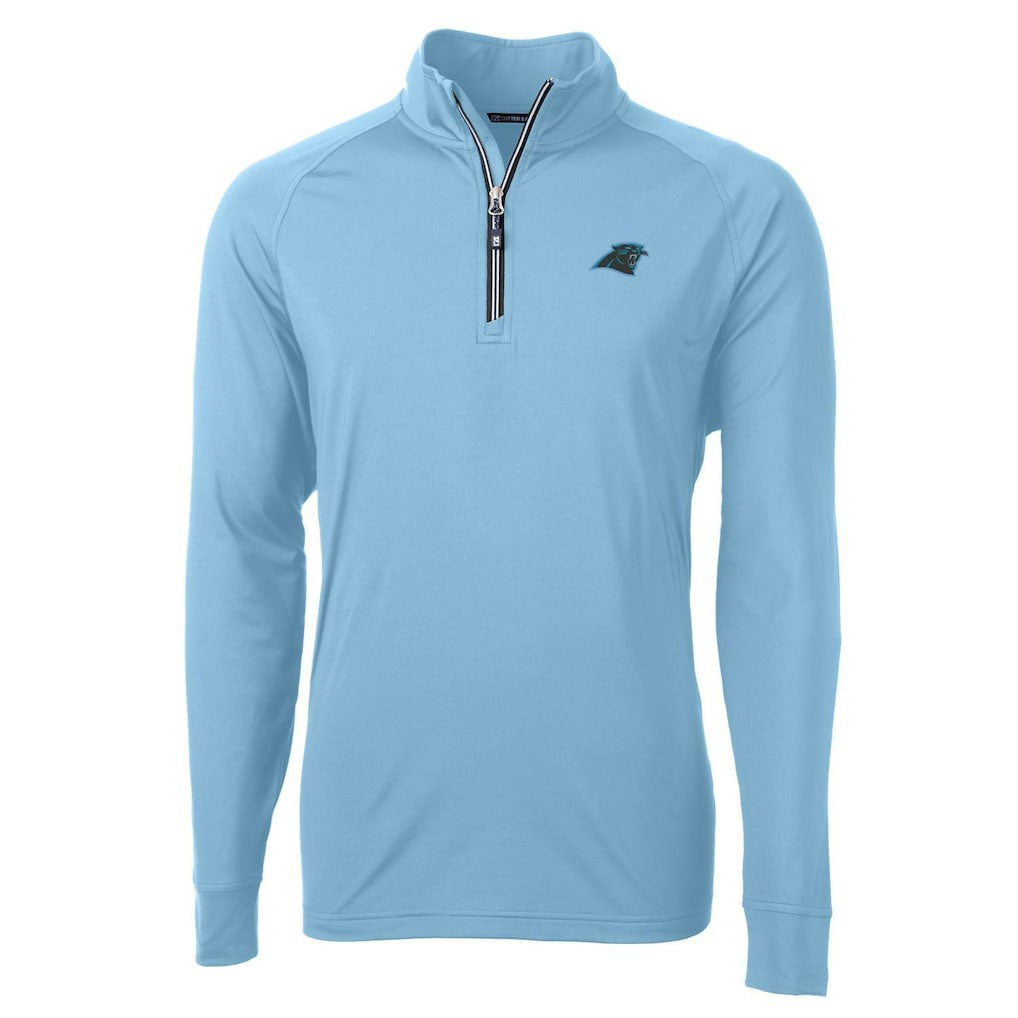 Carolina Panthers Cutter & Buck Adapt Eco Knit Quarter-Zip Pullover Jacket Blue | NFL