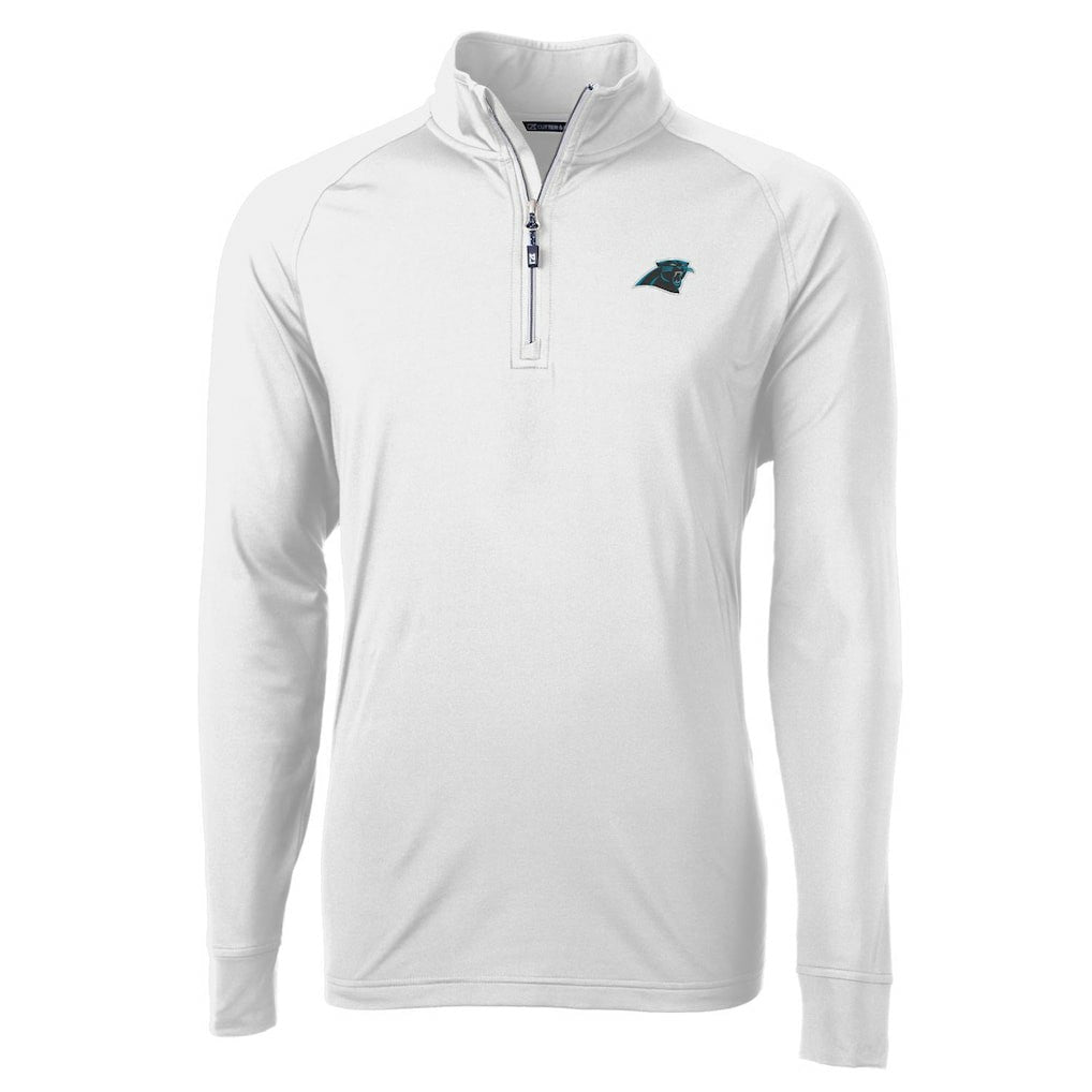 Carolina Panthers Cutter & Buck Adapt Eco Knit Quarter-Zip Pullover Jacket White | NFL