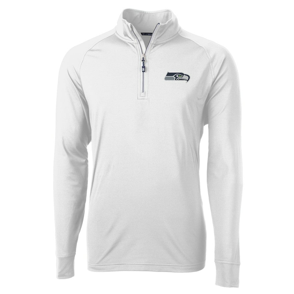 Seattle Seahawks Cutter & Buck Adapt Eco Knit Quarter-Zip Pullover Jacket White | NFL